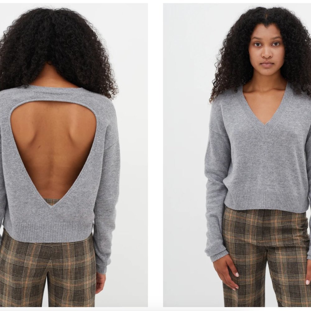 Alexander McQueen Grey Open Back Knit Sweater - XS